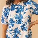 Seasonal Shift Floral Sweater Top | Blue