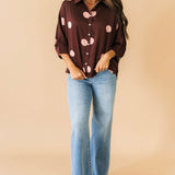 Polka Dot Satin Top | Burgundy