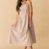 Sunday Stroll Gingham Midi Dress | Brown