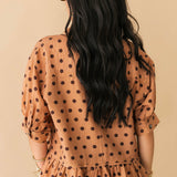 Bailey Polka Dot Button Top | Camel