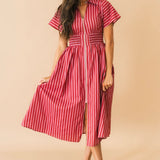 Autumn Avenue Stripe Midi Dress | Mauve