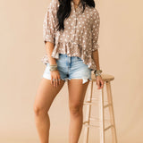 Bailey Polka Dot Button Top | Sand