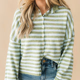 Piper Stripe Cardigan | Matcha