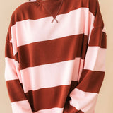 Classic Stripe Crew Pullover | Strawberry Wine