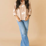 Polka Dot Satin Top | Latte