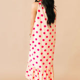 Coastal Cabana Polka Dot Maxi Dress | Coral