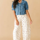 Polka Dot Barrel Jean | Cream Brown