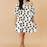 Polka Dot Puff Sleeve Mini Dress | Black