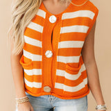 Orange White Stripe Sweater Vest