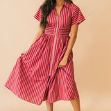 Autumn Avenue Stripe Midi Dress | Mauve