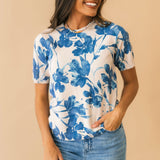 Seasonal Shift Floral Sweater Top | Blue