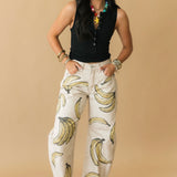 Good Luck Printed Barrel Jeans | Go Bananas