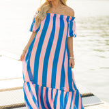 Clarise Dress | Pink Blue Stripe