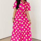 Funky & Fun Polka Dot Midi Dress | Pink & Green