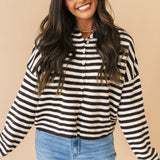 Piper Stripe Cardigan | Dark Wine