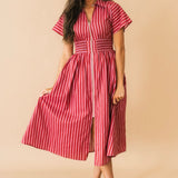 Autumn Avenue Stripe Midi Dress | Mauve