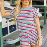 Summer Stripe Tee | Red Blue