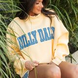 Dilly Dally Mock Neck Pullover | Yellow Blue