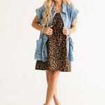 Lexi Jade's Wild Thing Mini Dress in Leopard — flowy relaxed fit with smocked bust detail
