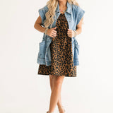Lexi Jade's Wild Thing Mini Dress in Leopard — flowy relaxed fit with smocked bust detail