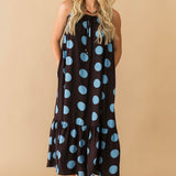 Polka Dot Perfection Midi Dress | Brown Blue
