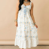 Blue Blooms Midi Dress