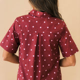 Polka Dot Collared Maxi Dress | Burgundy