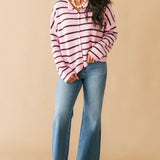 Piper Stripe Cardigan | Pink Brown