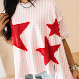 Stars Align Top | Pink Red Gingham