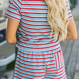 Summer Stripe Short | Red Blue