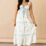 Blue Blooms Midi Dress