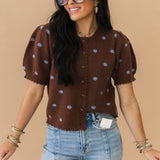 Polka Dot Sweater Top | Brown