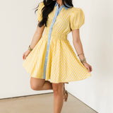 Boardwalk Stripe Mini Dress | Lemon