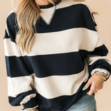 Classic Stripe Crew Pullover | Black Combo
