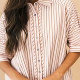 Stripe Button Down Top | Blush