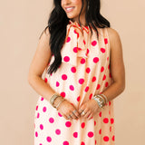 Coastal Cabana Polka Dot Maxi Dress | Coral