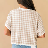 Gingham Sweater Top | Oatmeal