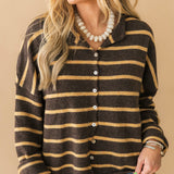 Piper Stripe Cardigan | Brown Golden