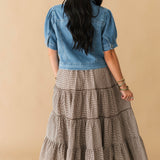 Millie Gingham Midi Skirt | Brown