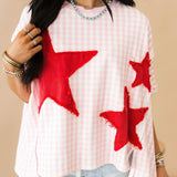Stars Align Top | Pink Red Gingham
