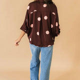 Polka Dot Satin Top | Burgundy