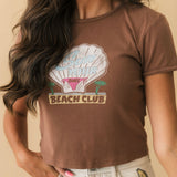Sun Your Buns Slim Ringer Tee | Chocolate