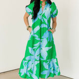 Seaside Floral Eyelet Midi Dress