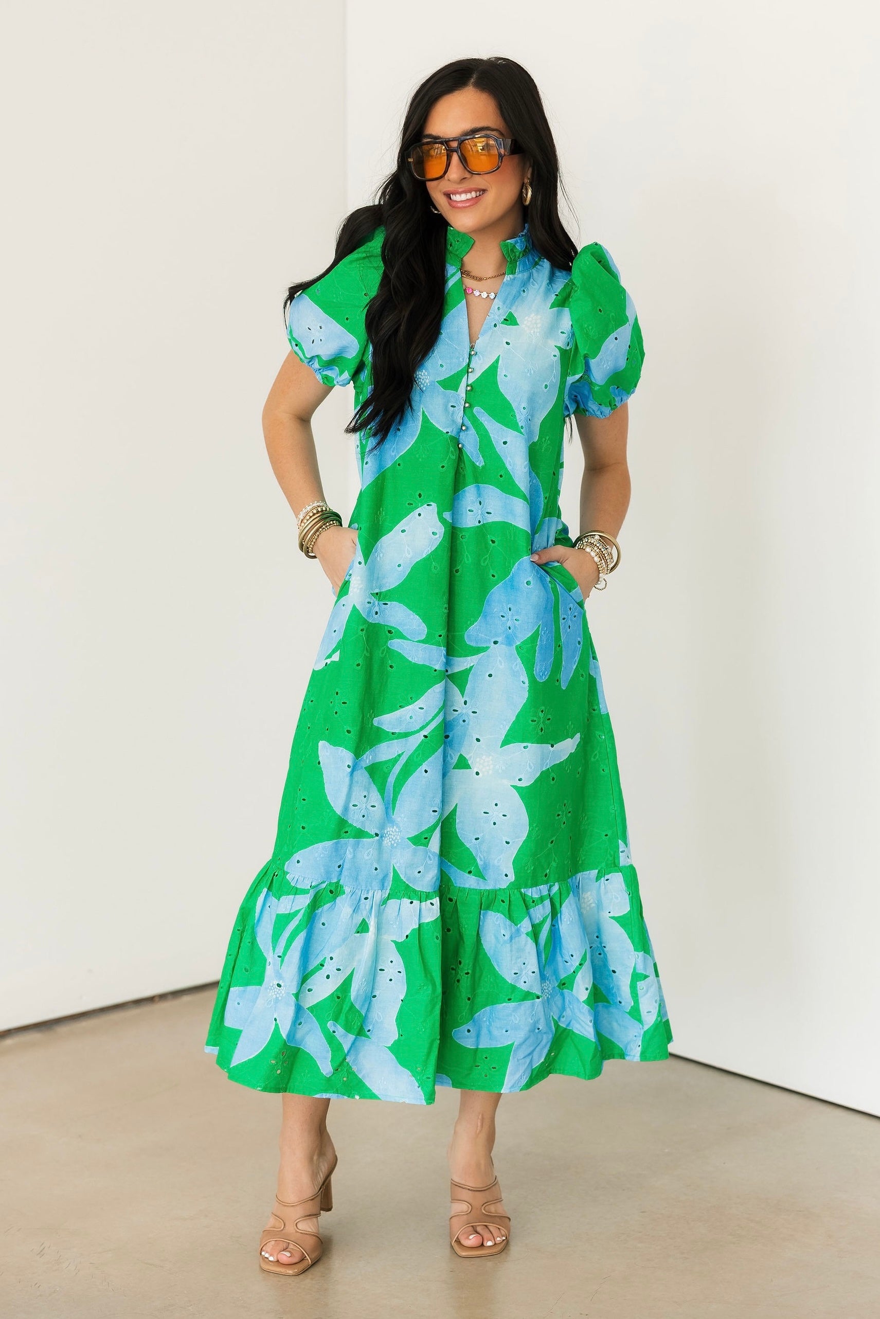 Seaside Floral Eyelet Dress Lexi Jade's Boutique