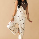 Polka Dot Barrel Overall | Cream Brown