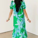 Seaside Floral Eyelet Midi Dress