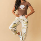 Sun Your Buns Slim Ringer Tee | Chocolate