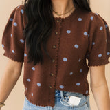 Polka Dot Sweater Top | Brown