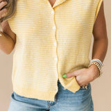 Piper Cardi Vest | Yellow Stripe