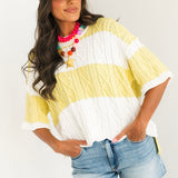 Lemon Drop Stripe Sweater | Yellow White